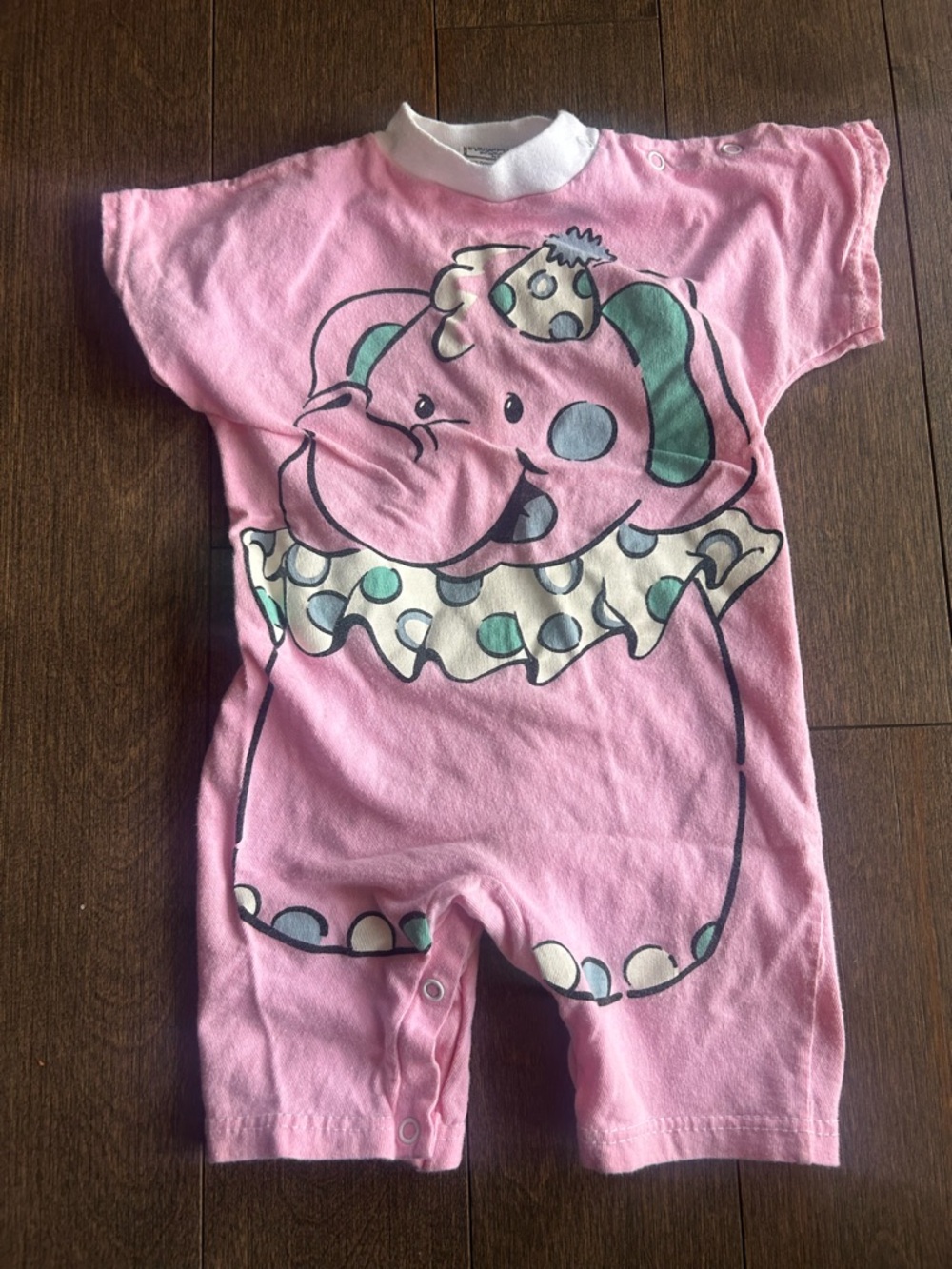 12‎ MONTH vintage Pink Elephant Graphic One-Piece Romper